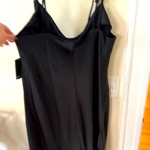 Tie strap or black silk dress